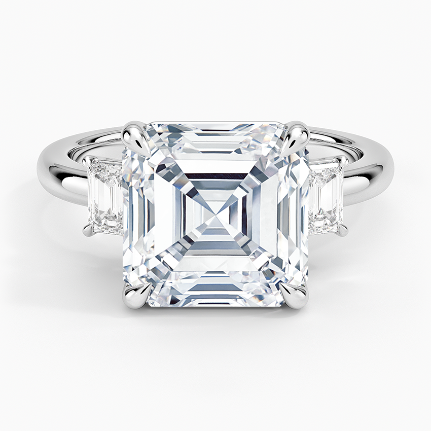 Petite Rhiannon Three Stone Diamond Ring (1/4 ct. tw.) Platinum Asscher Engagement Ring