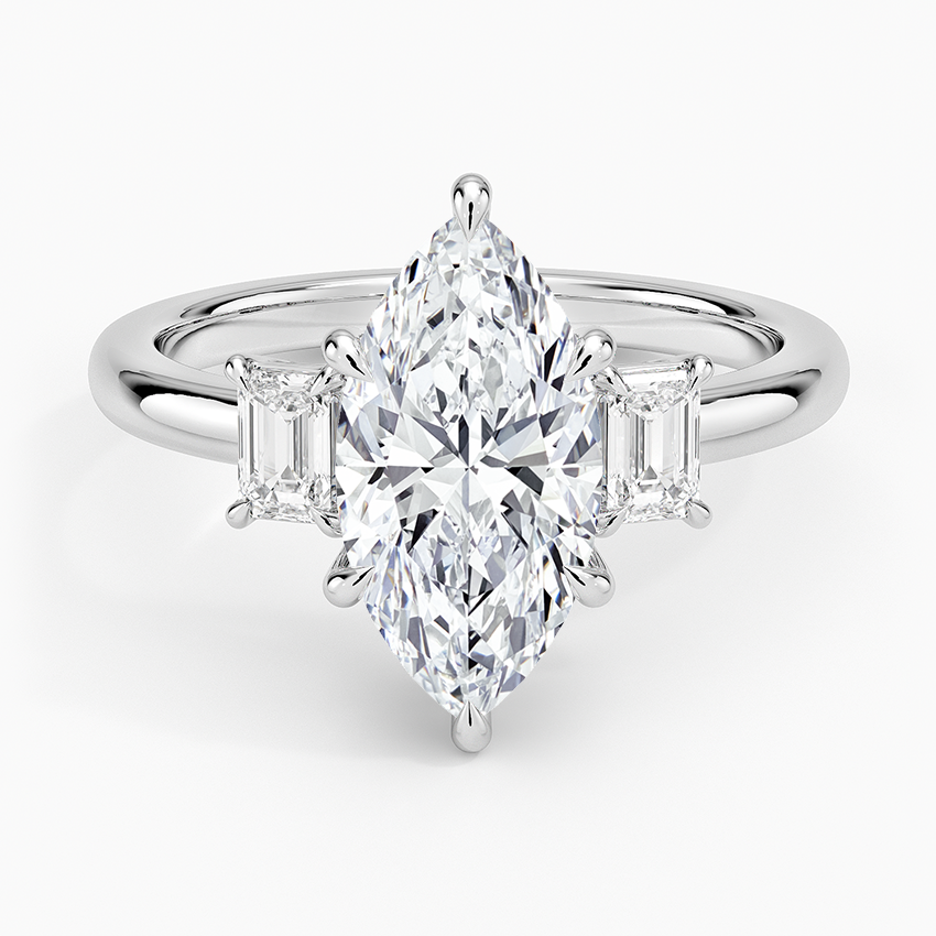 Petite Rhiannon Three Stone Diamond Ring (1/4 ct. tw.) Platinum Marquise Engagement Ring