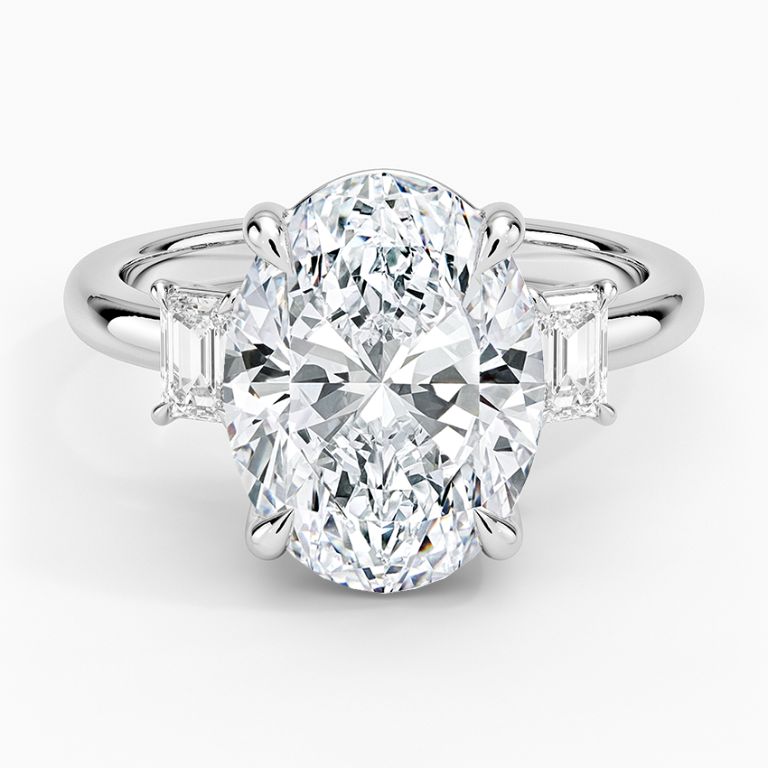 Petite Rhiannon Three Stone Diamond Ring (1/4 ct. tw.) Platinum Oval Engagement Ring