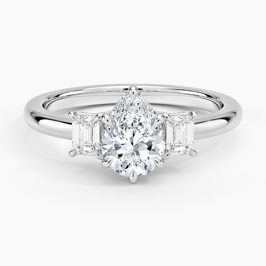 Petite Rhiannon Three Stone Diamond Ring (1/4 ct. tw.) Platinum Pear Engagement Ring