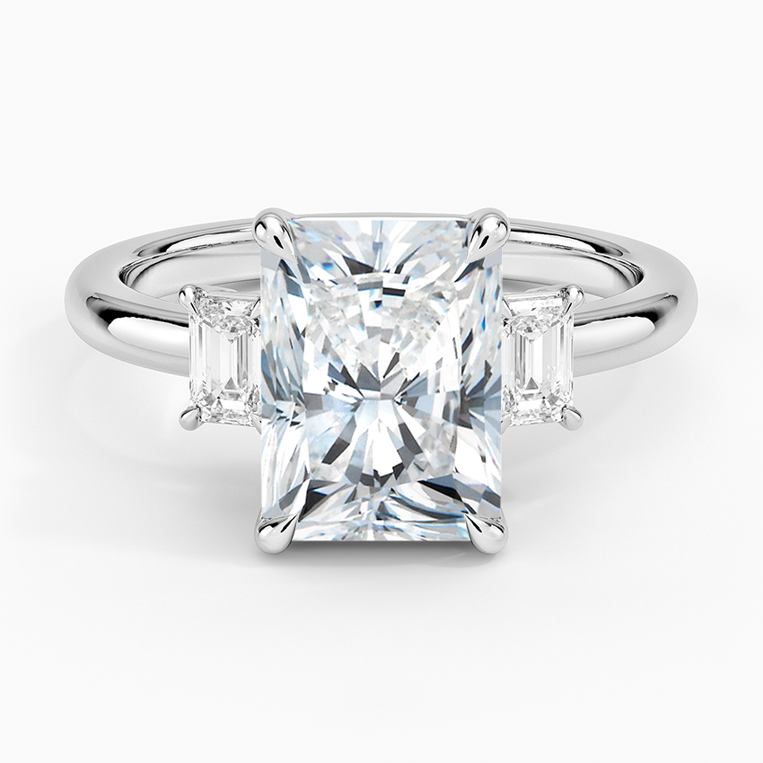 Petite Rhiannon Three Stone Diamond Ring (1/4 ct. tw.) Platinum Radiant Engagement Ring