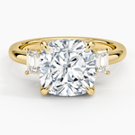 Petite Rhiannon Three Stone Diamond Ring (1/4 ct. tw.) Yellow Gold 18k Cushion Engagement Ring