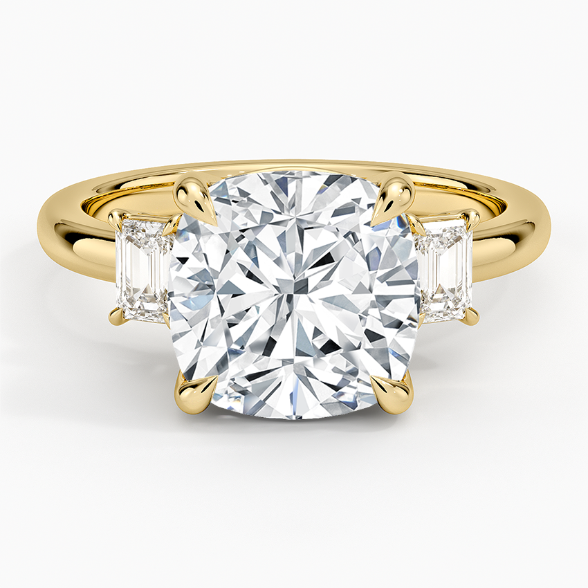Petite Rhiannon Three Stone Diamond Ring (1/4 ct. tw.) Yellow Gold 18k Cushion Engagement Ring