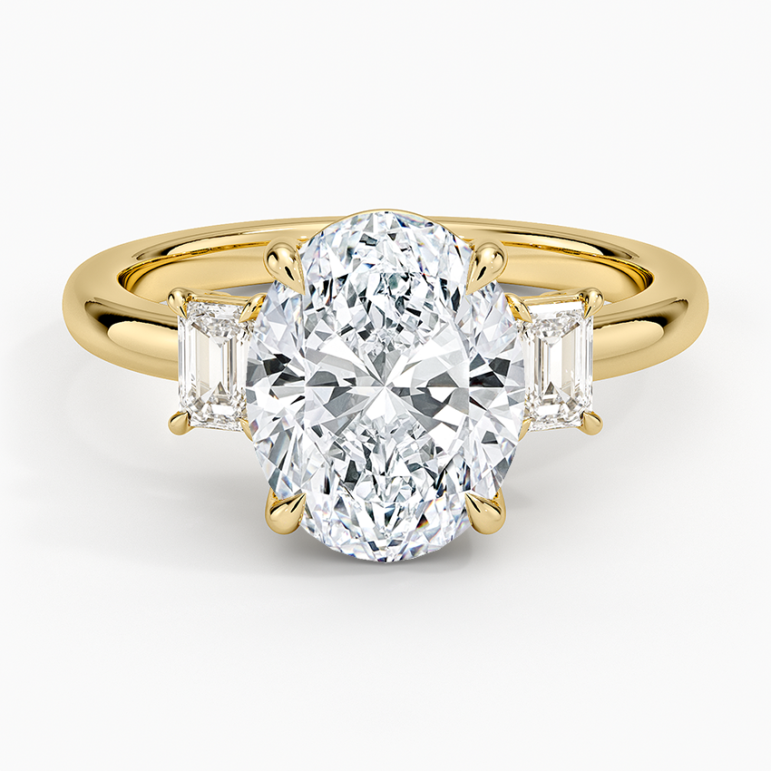 Petite Rhiannon Three Stone Diamond Ring (1/4 ct. tw.) Yellow Gold 18k Oval Engagement Ring