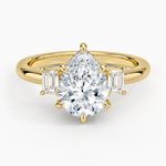 Petite Rhiannon Three Stone Diamond Ring (1/4 ct. tw.) Yellow Gold 18k Pear Engagement Ring