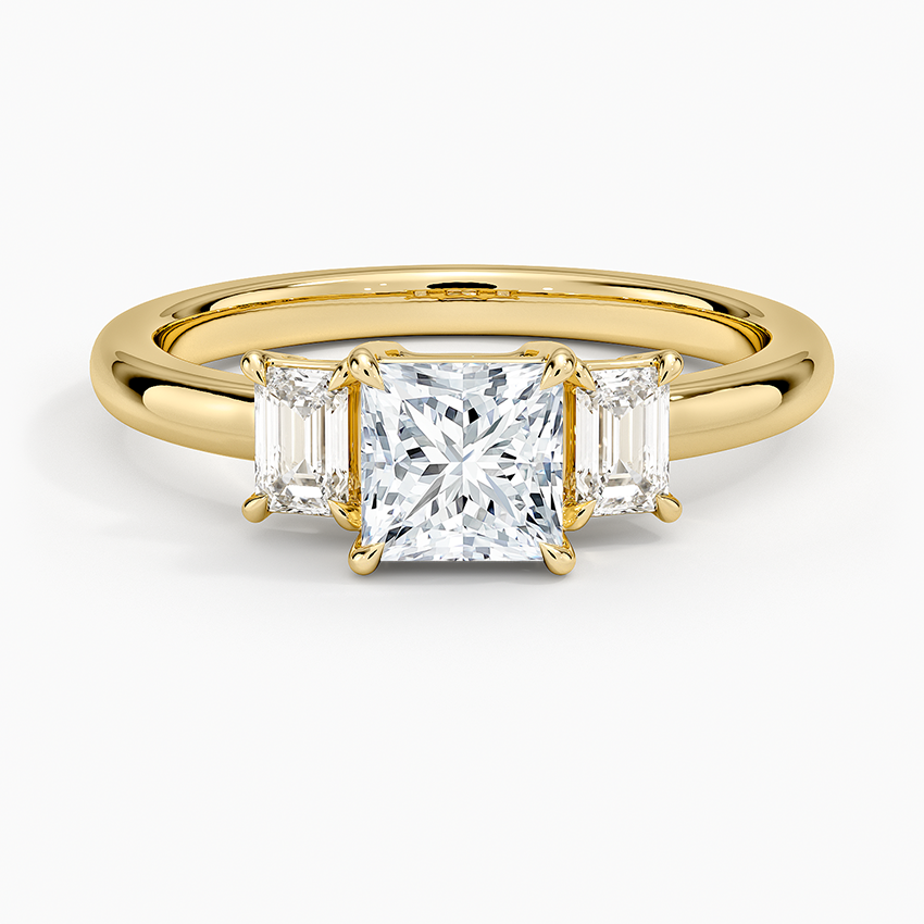 Petite Rhiannon Three Stone Diamond Ring (1/4 ct. tw.) Yellow Gold 18k Princess Engagement Ring