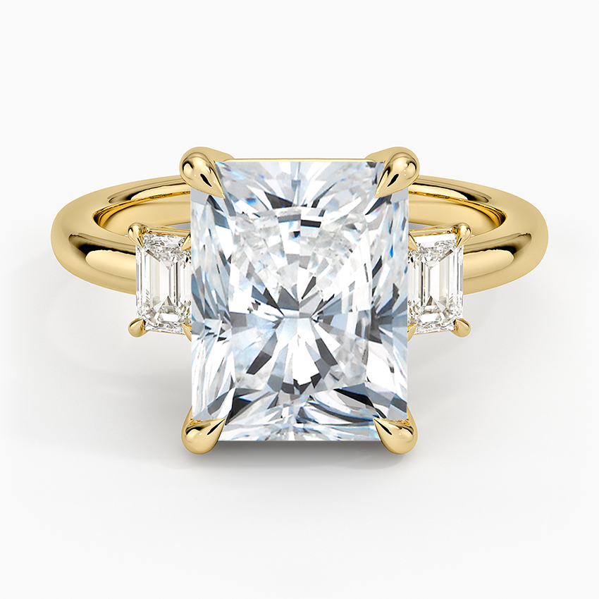 Petite Rhiannon Three Stone Diamond Ring (1/4 ct. tw.) Yellow Gold 18k Radiant Engagement Ring