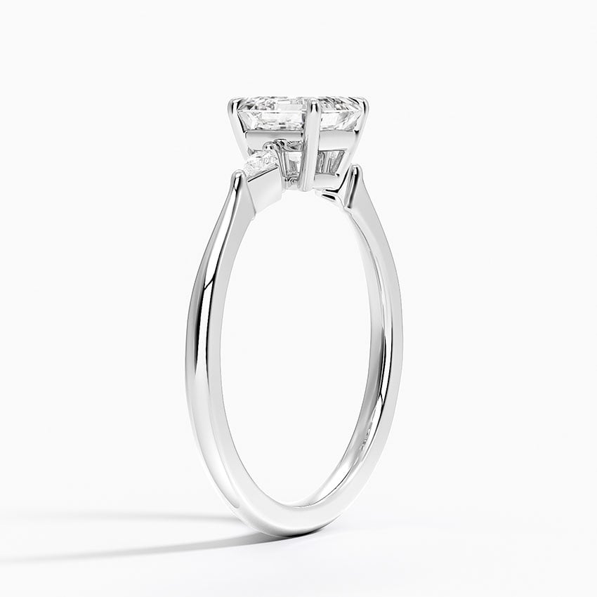 Petite Cometa Three Stone Diamond Ring Platinum Asscher Engagement Ring