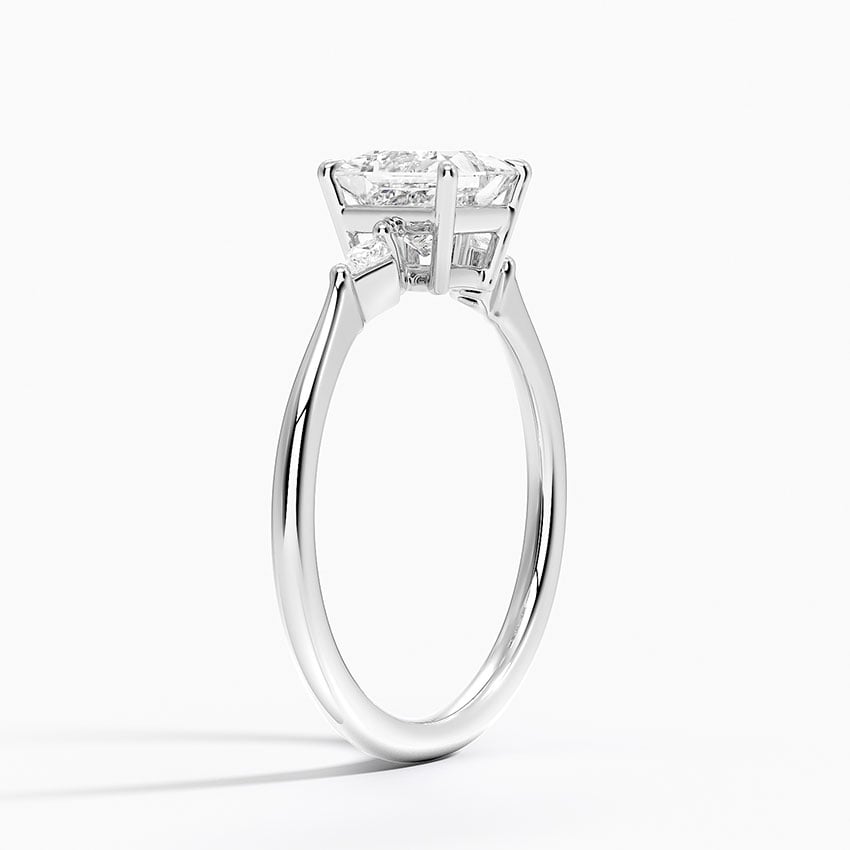 Petite Cometa Three Stone Diamond Ring Platinum Princess Engagement Ring