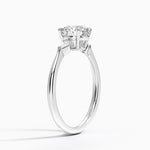 Petite Cometa Three Stone Diamond Ring Platinum Round Engagement Ring