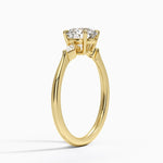 Petite Cometa Three Stone Diamond Ring Yellow Gold 18k Round Engagement Ring