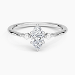 Petite Cometa Three Stone Diamond Ring Platinum Marquise Engagement Ring