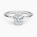 Petite Cometa Three Stone Diamond Ring Platinum Oval Engagement Ring