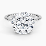 Petite Cometa Three Stone Diamond Ring Platinum Round Engagement Ring