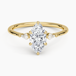 Petite Cometa Three Stone Diamond Ring Yellow Gold 18k Marquise Engagement Ring