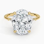 Petite Cometa Three Stone Diamond Ring Yellow Gold 18k Oval Engagement Ring