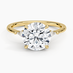 Petite Cometa Three Stone Diamond Ring Yellow Gold 18k Round Engagement Ring