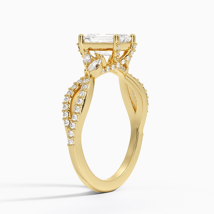 Adorned Luxe Willow Diamond Ring (1/3 ct. tw.) Yellow Gold 18k Emerald Engagement Ring