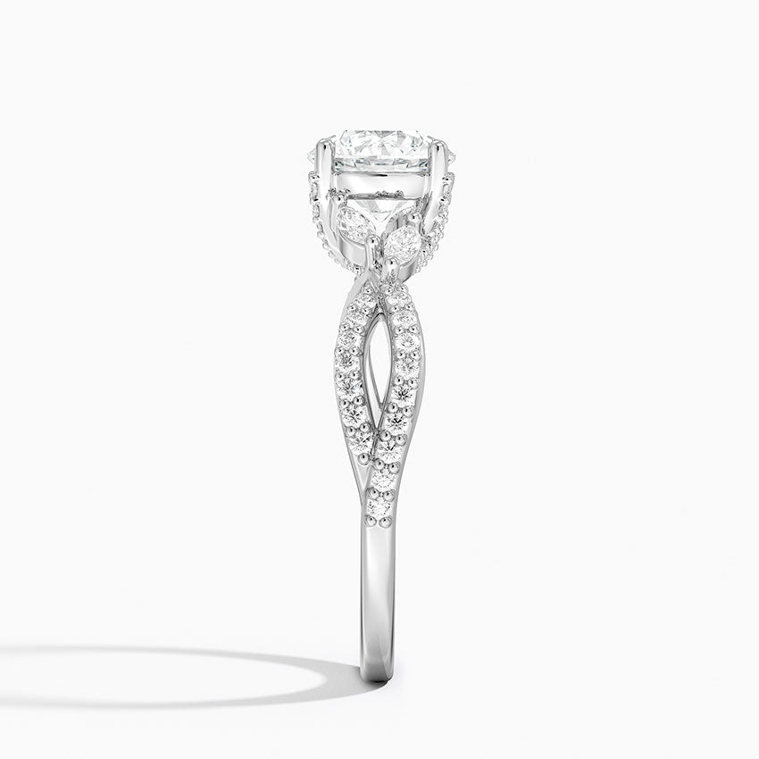 Adorned Luxe Willow Diamond Ring (1/3 ct. tw.) Platinum Round Engagement Ring
