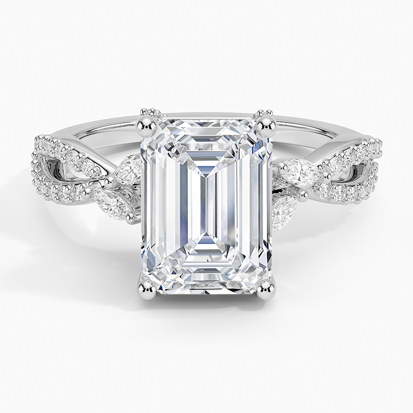 Adorned Luxe Willow Diamond Ring (1/3 ct. tw.) Platinum Emerald Engagement Ring