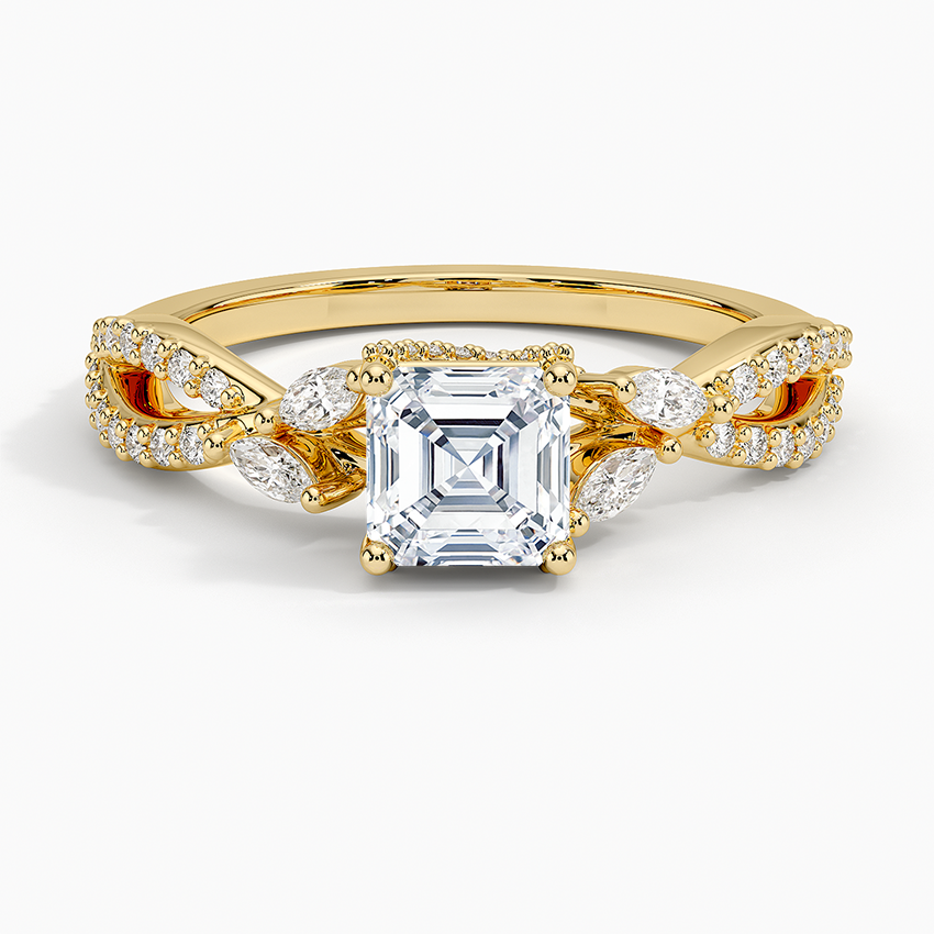 Adorned Luxe Willow Diamond Ring (1/3 ct. tw.) Yellow Gold 18k Asscher Engagement Ring