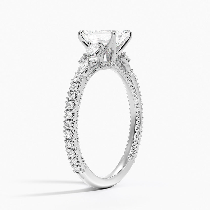 Primrose Diamond Ring Platinum Emerald Engagement Ring