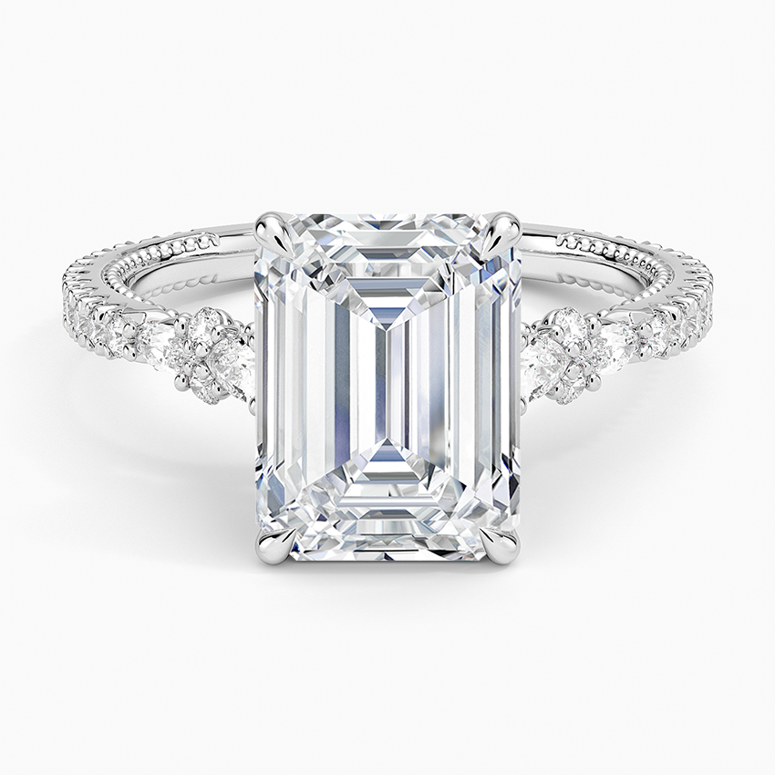 Primrose Diamond Ring Platinum Emerald Engagement Ring