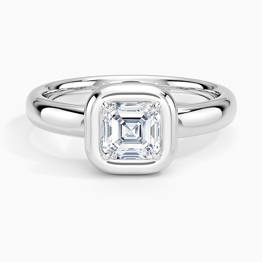 Andrea Bezel Prong Ring Platinum Asscher Engagement Ring
