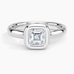 Andrea Bezel Prong Ring Platinum Asscher Engagement Ring