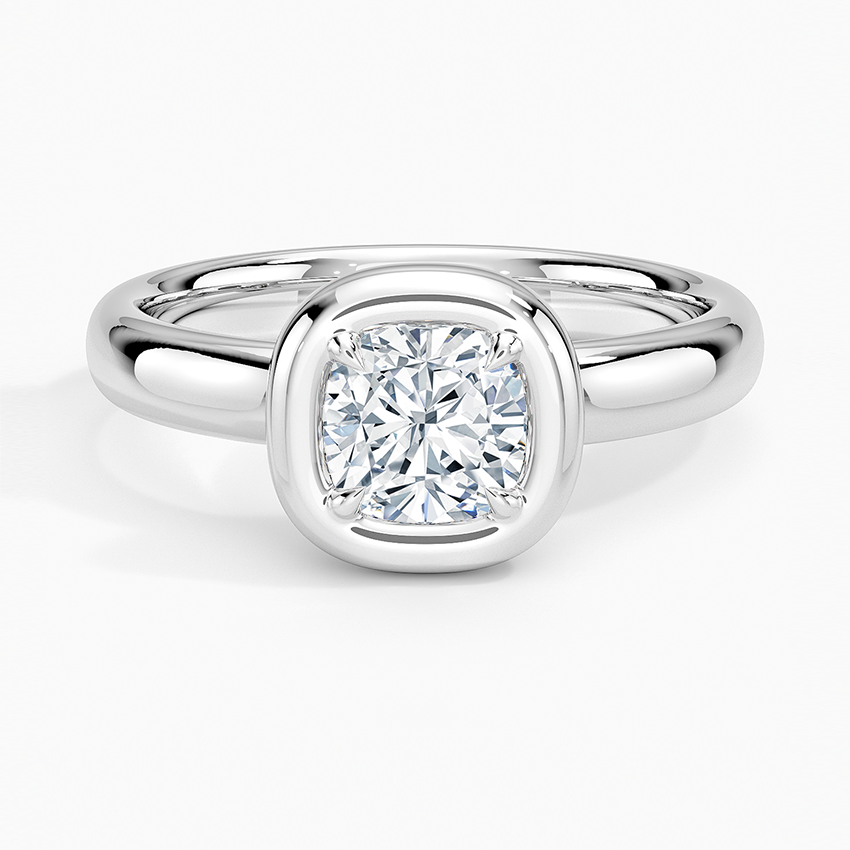 Andrea Bezel Prong Ring Platinum Cushion Engagement Ring