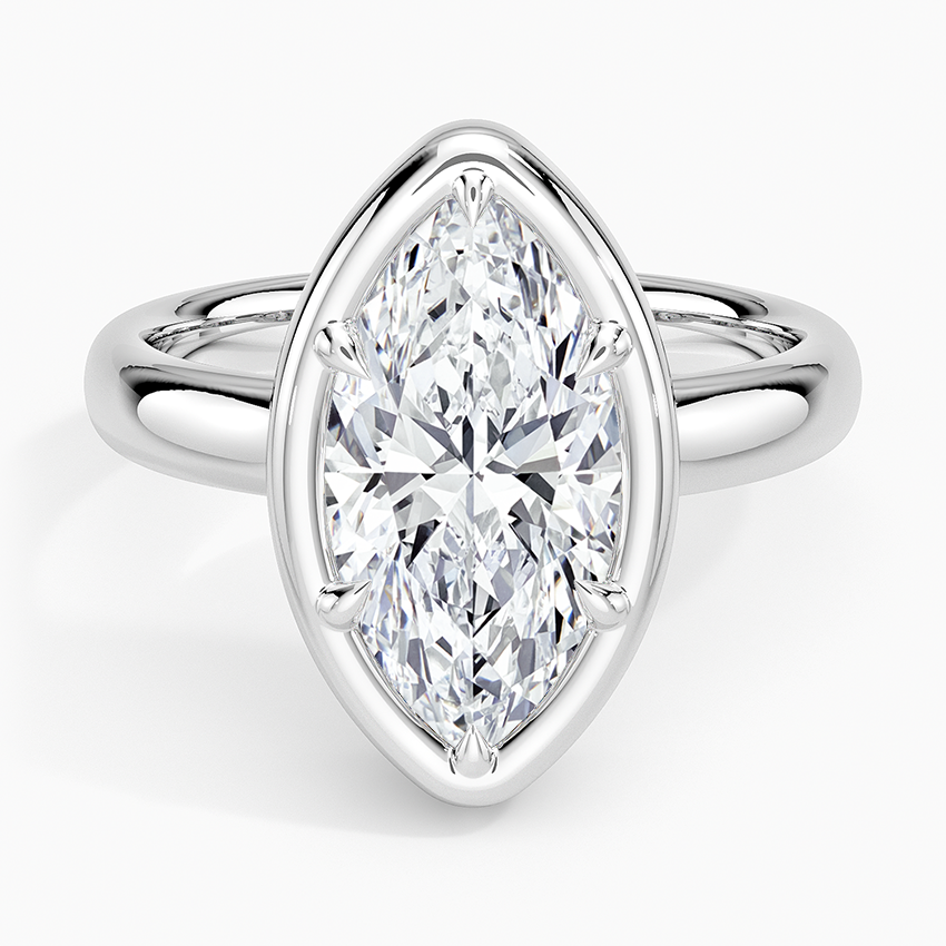Andrea Bezel Prong Ring Platinum Marquise Engagement Ring