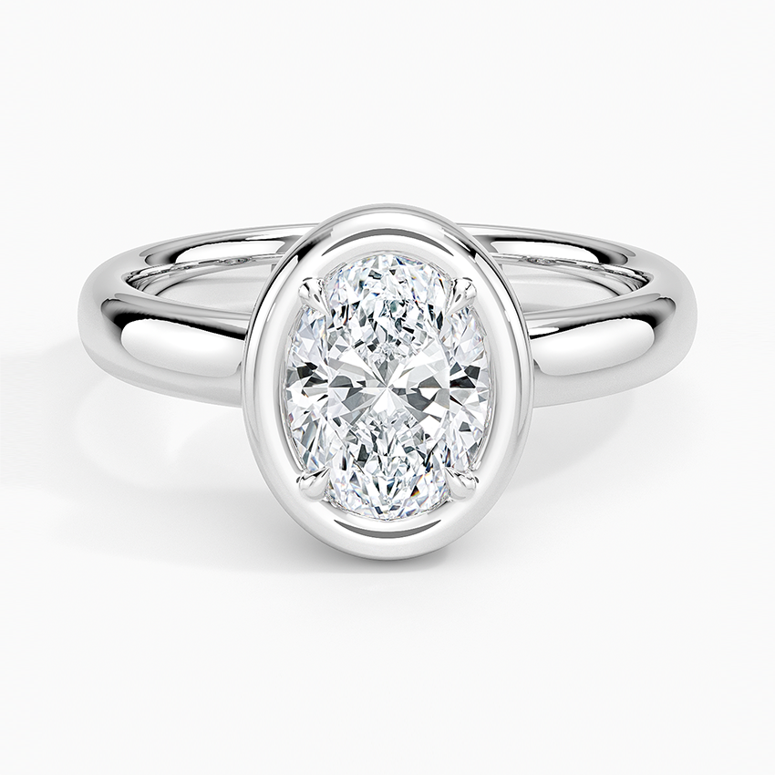Andrea Bezel Prong Ring Platinum Oval Engagement Ring