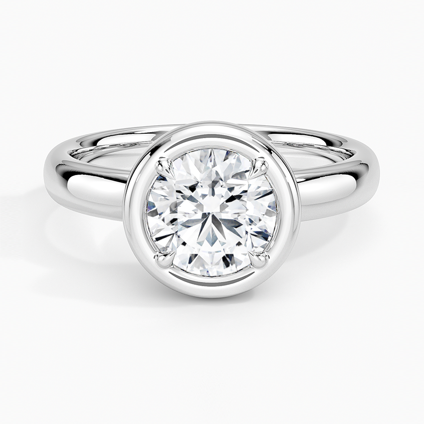 Andrea Bezel Prong Ring Platinum Round Engagement Ring