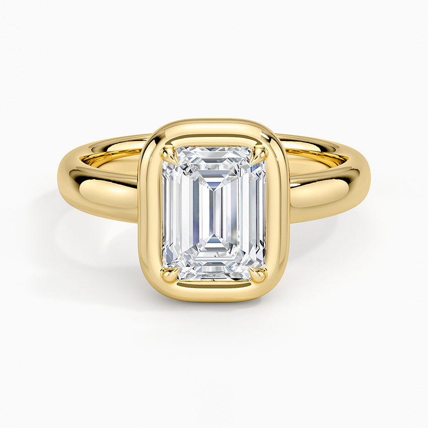 Andrea Bezel Prong Ring Yellow Gold 18k Emerald Engagement Ring