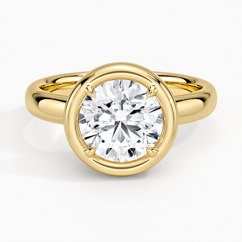 Andrea Bezel Prong Ring Yellow Gold 18k Round Engagement Ring
