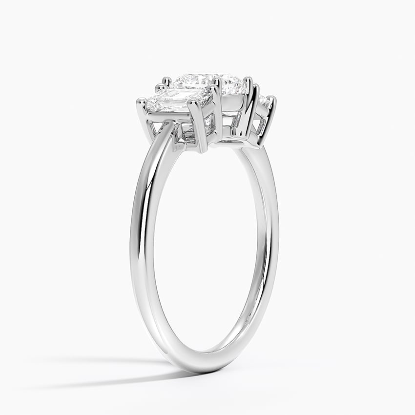 Luxe Rhiannon Three Stone Diamond Ring (3/4 ct. tw.) Platinum Cushion Engagement Ring
