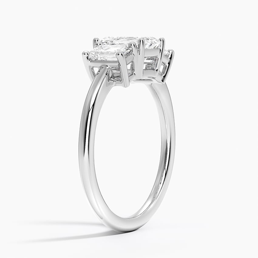 Luxe Rhiannon Three Stone Diamond Ring (3/4 ct. tw.) Platinum Emerald Engagement Ring