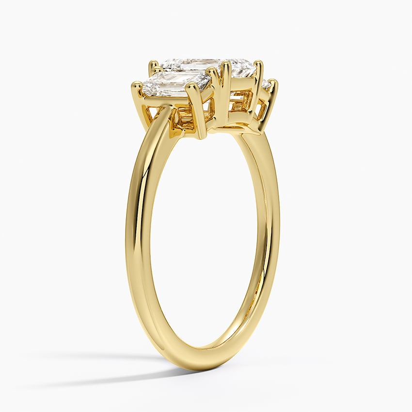 Luxe Rhiannon Three Stone Diamond Ring (3/4 ct. tw.) Yellow Gold 18k Emerald Engagement Ring