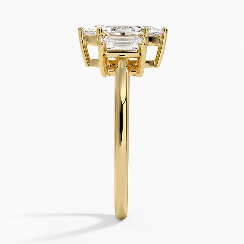 Luxe Rhiannon Three Stone Diamond Ring (3/4 ct. tw.) Yellow Gold 18k Marquise Engagement Ring