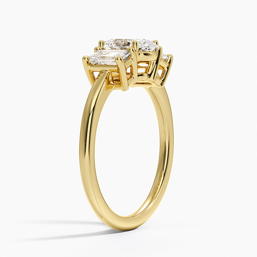 Luxe Rhiannon Three Stone Diamond Ring (3/4 ct. tw.) Yellow Gold 18k Oval Engagement Ring