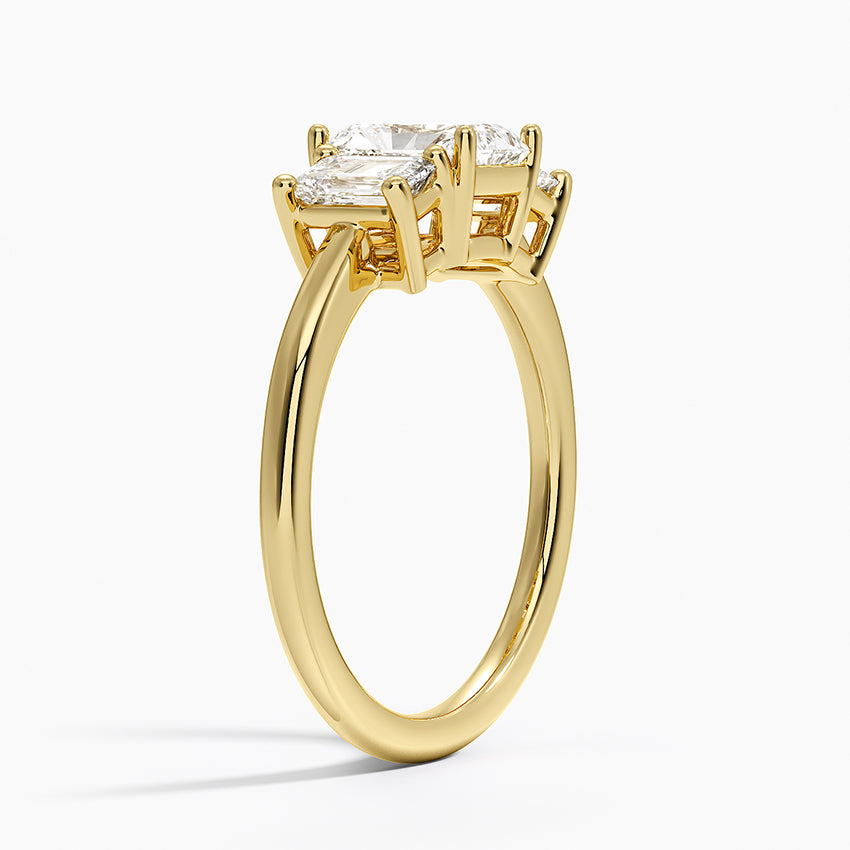 Luxe Rhiannon Three Stone Diamond Ring (3/4 ct. tw.) Yellow Gold 18k Radiant Engagement Ring