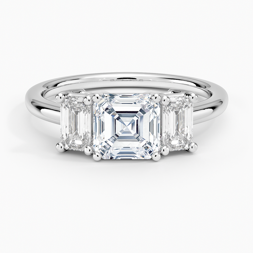 Luxe Rhiannon Three Stone Diamond Ring (3/4 ct. tw.) Platinum Asscher Engagement Ring
