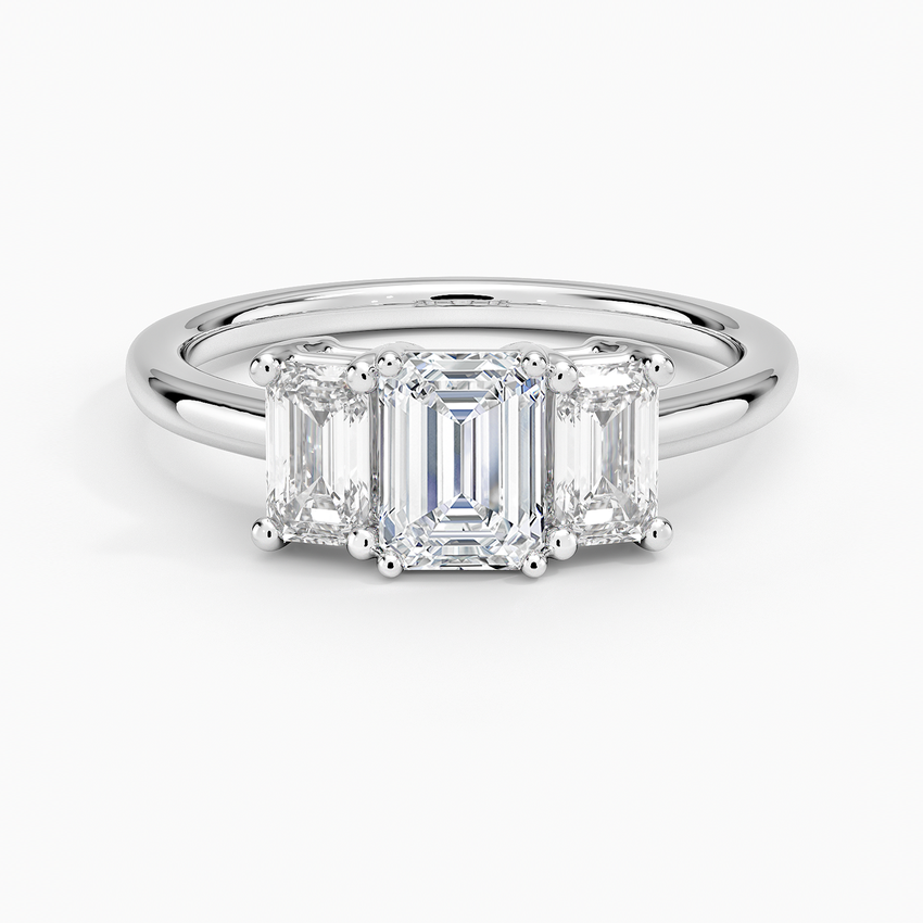 Luxe Rhiannon Three Stone Diamond Ring (3/4 ct. tw.) Platinum Emerald Engagement Ring