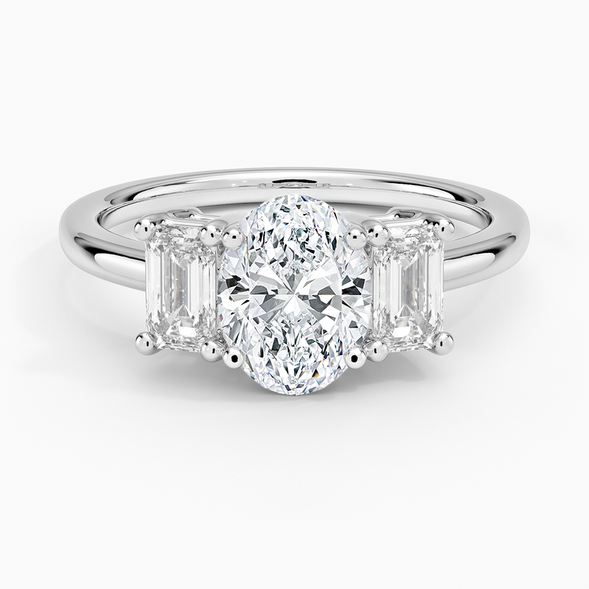 Luxe Rhiannon Three Stone Diamond Ring (3/4 ct. tw.) Platinum Oval Engagement Ring