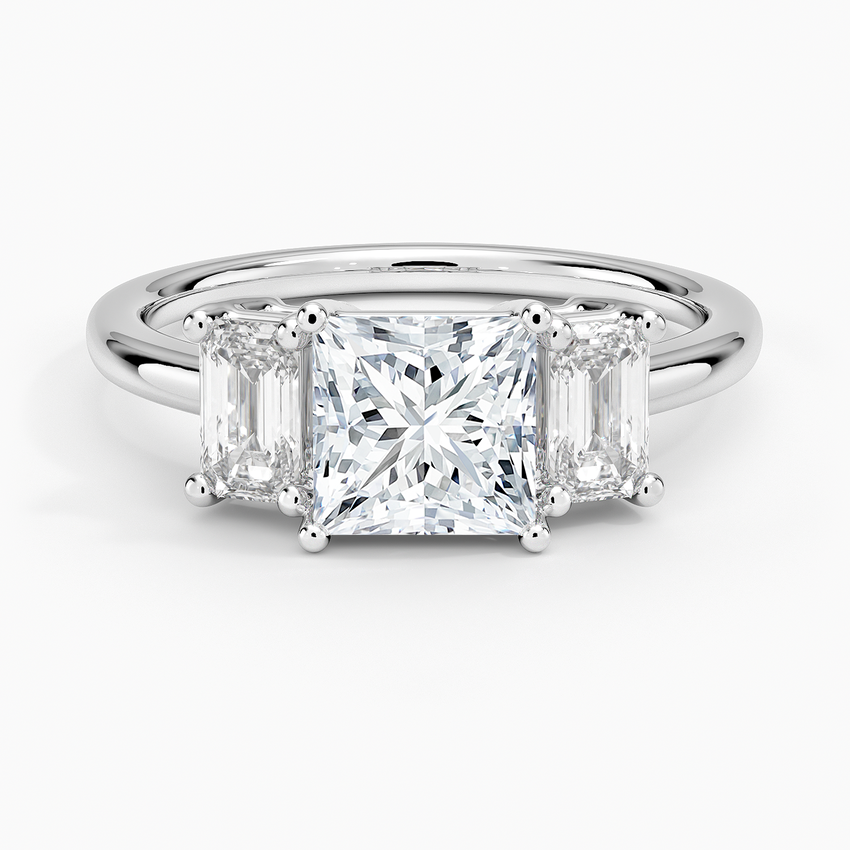 Luxe Rhiannon Three Stone Diamond Ring (3/4 ct. tw.) Platinum Princess Engagement Ring