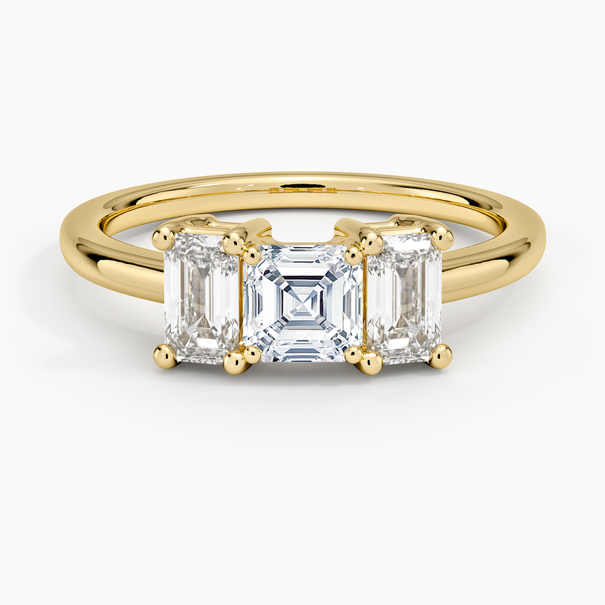 Luxe Rhiannon Three Stone Diamond Ring (3/4 ct. tw.) Yellow Gold 18k Asscher Engagement Ring