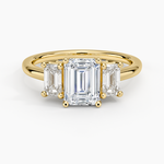 Luxe Rhiannon Three Stone Sapphire Ring Yellow Gold 18k Emerald Engagement Ring