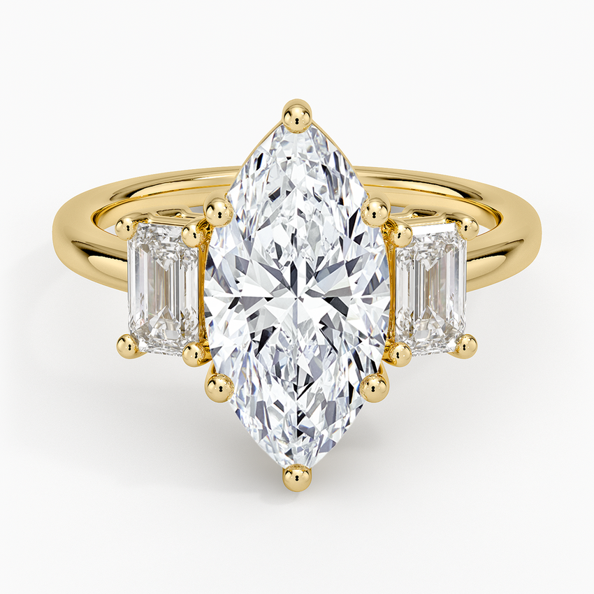 Luxe Rhiannon Three Stone Diamond Ring (3/4 ct. tw.) Yellow Gold 18k Marquise Engagement Ring
