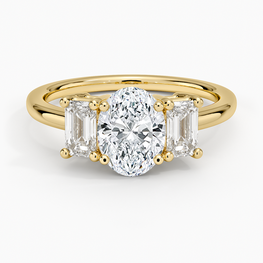Luxe Rhiannon Three Stone Diamond Ring (3/4 ct. tw.) Yellow Gold 18k Oval Engagement Ring