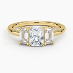 Luxe Rhiannon Three Stone Diamond Ring (3/4 ct. tw.) Yellow Gold 18k Radiant Engagement Ring